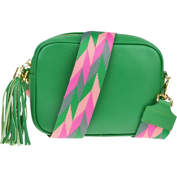 Zelená kožená talianska crossbody kabelka Bala Verde s prídavným 64133016