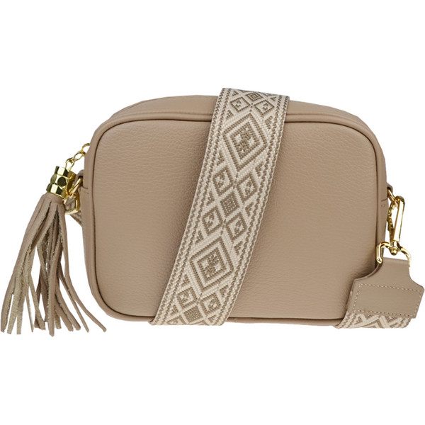 Hnedá kožená talianska crossbody kabelka Bala Cappuccino s prídavným 64138204