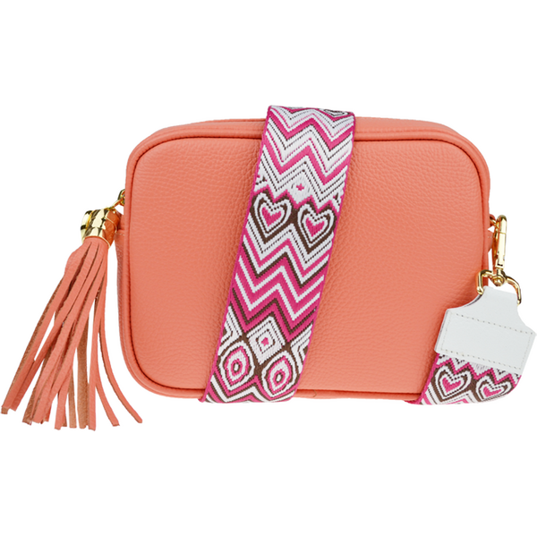 Ružová kožená talianska crossbody kabelka Bala Salmone s prídavným 64141788