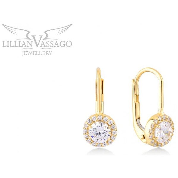 Lillian Vassago Zlaté patentové náušnice zdobené žiarivými zirkónmi 64141783