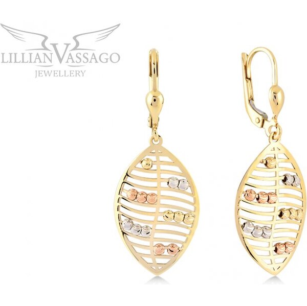 Lillian Vassago Visiace náušnice v tvare lístka s guličkami, 64141784
