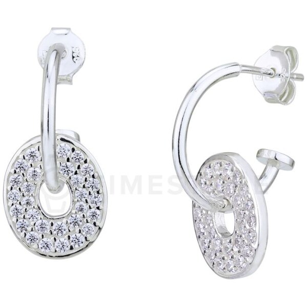 Strieborné náušnice s kruhovým dizajnom, zdobené zirkónmi TS-EA-0219 64145073