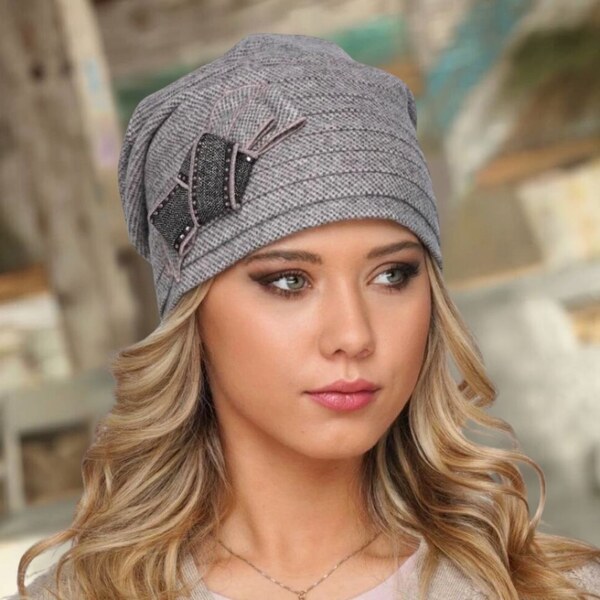 Dámska čiapka Krumlovanka W-0855/Z1PT staroružový melange 63553474