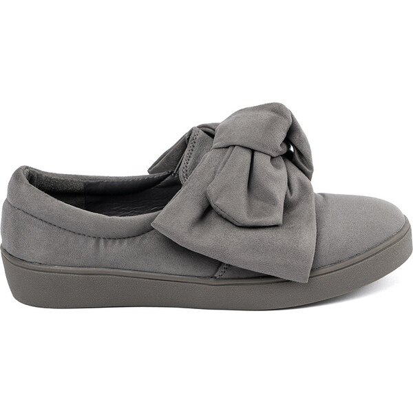 BASIC Šedé dámske nazúvacie tenisky s mašľou G157P-G 64149951