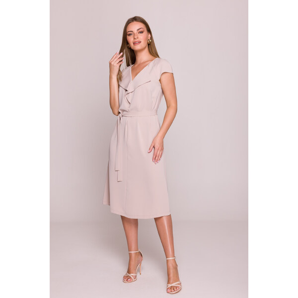 Stylove Midi šaty s ozdobným volánom | béžová S411 64154950