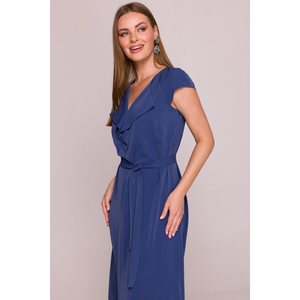 Stylove Midi šaty s ozdobným volánom | modrá S411 64154952