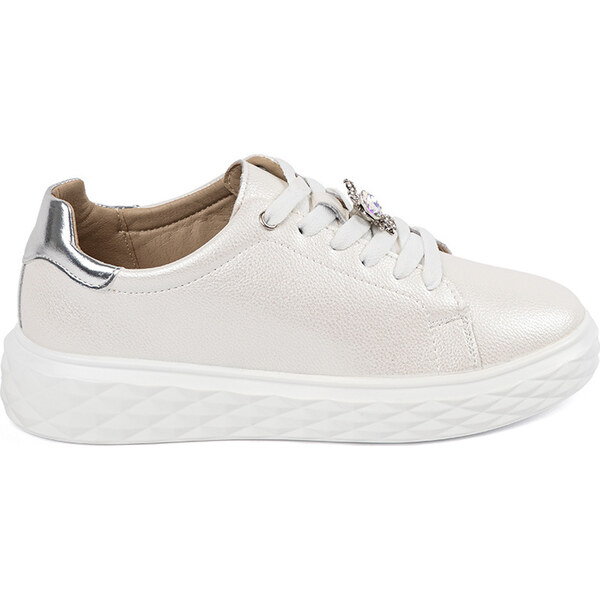 BASIC Bielo-strieborné dámske kožené sneakersy Sergio Leone so sponou 64163114