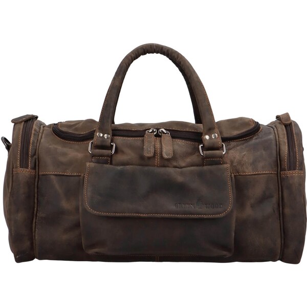 Kožená cestovná taška Greenwood Alois - tmavo hnedá 64167693