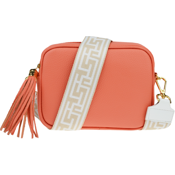 Ružová kožená talianska crossbody kabelka Bala Salmone s prídavným 64168662