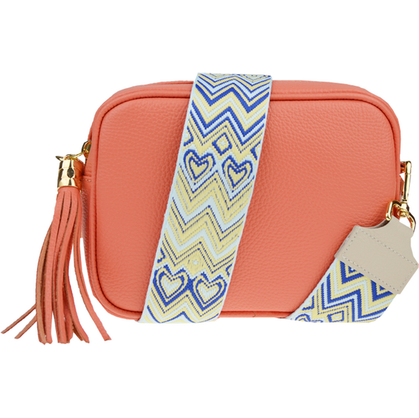 Ružová kožená talianska crossbody kabelka Bala Salmone s prídavným 64168663