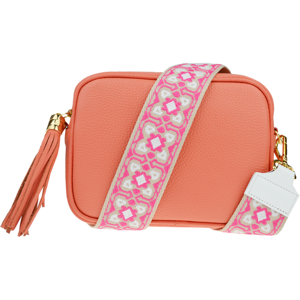 Ružová kožená talianska crossbody kabelka Bala Salmone s prídavným 64168665