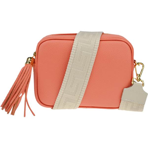 Ružová kožená talianska crossbody kabelka Bala Salmone s prídavným 64168666