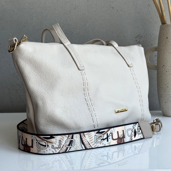 Kožená kabelka CROMIA Tabas avorio 64169581