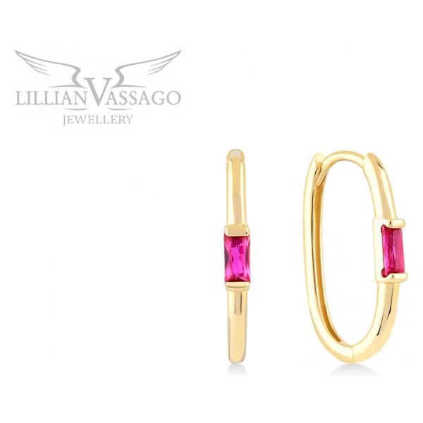 Lillian Vassago Zlaté oválne náušnice s rubínmi LLV06-GER360 64193289