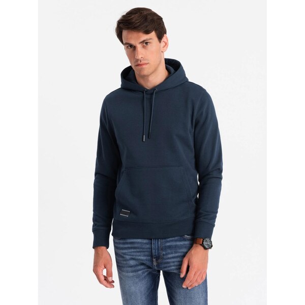 Ombre Clothing Základná tmavomodrá pánska mikina V1 SSBN-0161 64194733