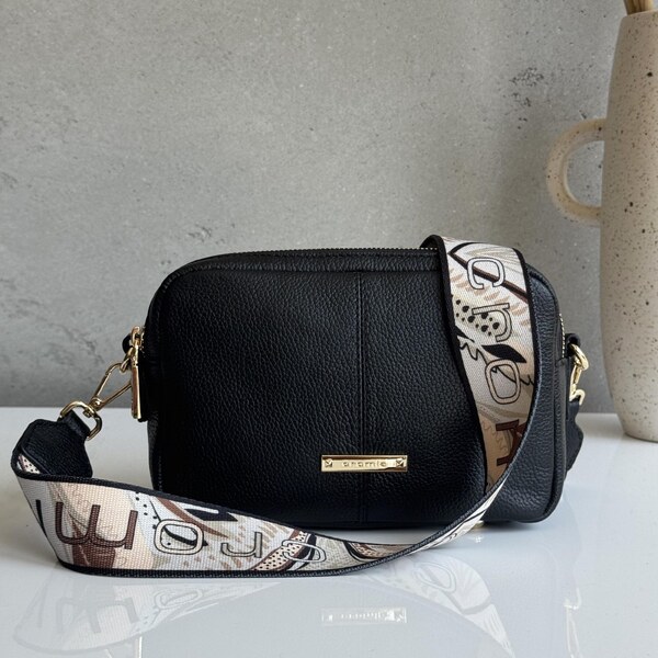 Kožená kabelka CROMIA Aruba čierna 64196458