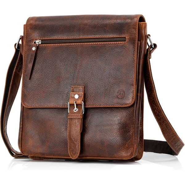 Lindenmann Pánska kožená taška cez rameno Dominik hnedá 64196556