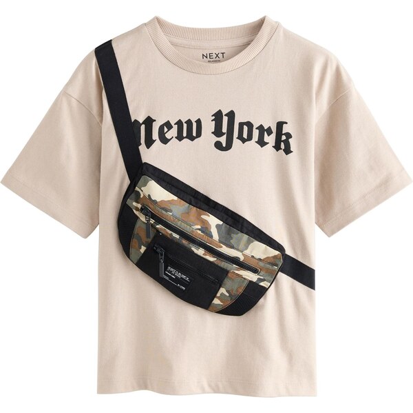 Next Tričko krémová / čokoládová / tmavozelená / čierna 64488353