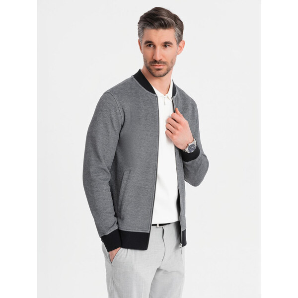 Ombre Mens pique knit bomber jacket - black 64793561