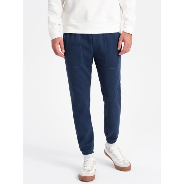 Ombre Clothing Trendy tmavomodré úpletové tepláky V5 PASK-0143 64204057