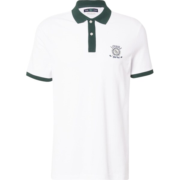 GUESS Tričko tmavozelená / biela 64217246