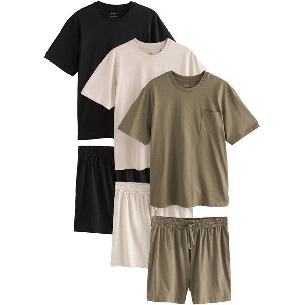 Next Krátke pyžamo béžová / olivová / čierna 64216605