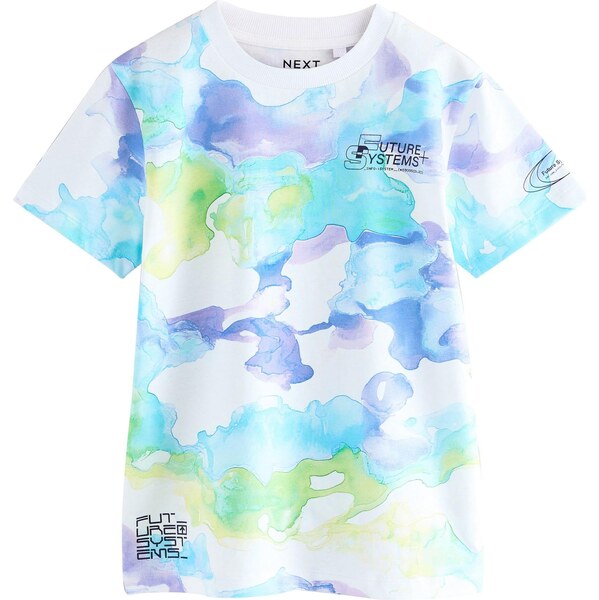 Next Tričko azúrová / svetlozelená / svetlofialová / biela 64488224