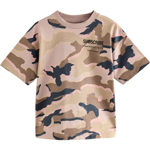 Next Tričko farba ťavej srsti / kaki / čierna 64488230