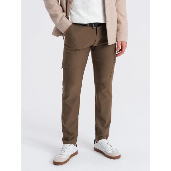 Ombre Clothing Olivové pánske cargo nohavice V2 PACG-0178 64223676