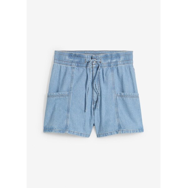 bonprix Džínsové šortky, vysoký pás, pohodlný pás, farba modrá 64226245