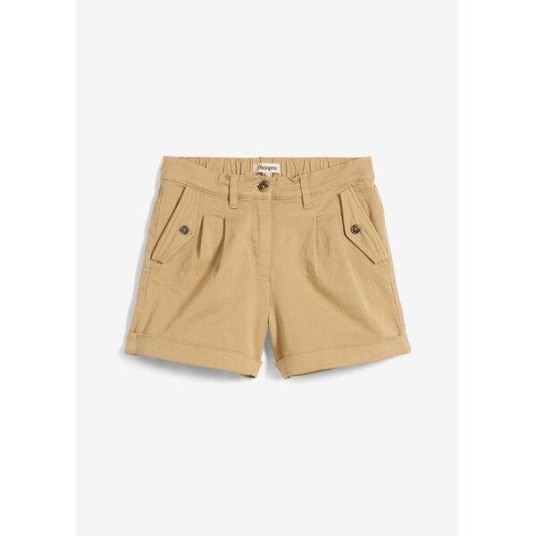 bonprix Twillové šortky s vysokým pásom, farba béžová 64226296