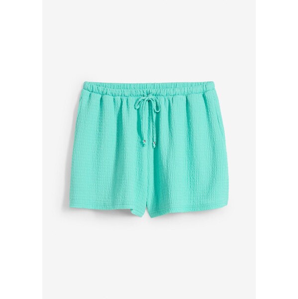 bonprix Šortky bez zapínania zo štruktúrovaného krepu, farba zelená 64226307