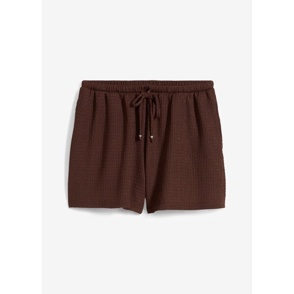 bonprix Šortky bez zapínania zo štruktúrovaného krepu, farba hnedá 64226306