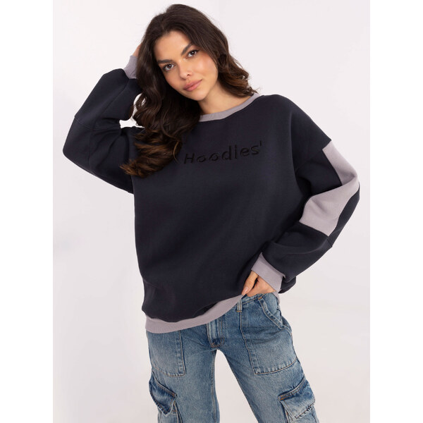 BASIC Tmavomodrá dámska zateplená mikina s okrúhlym výstrihom -EM-BL 61754673