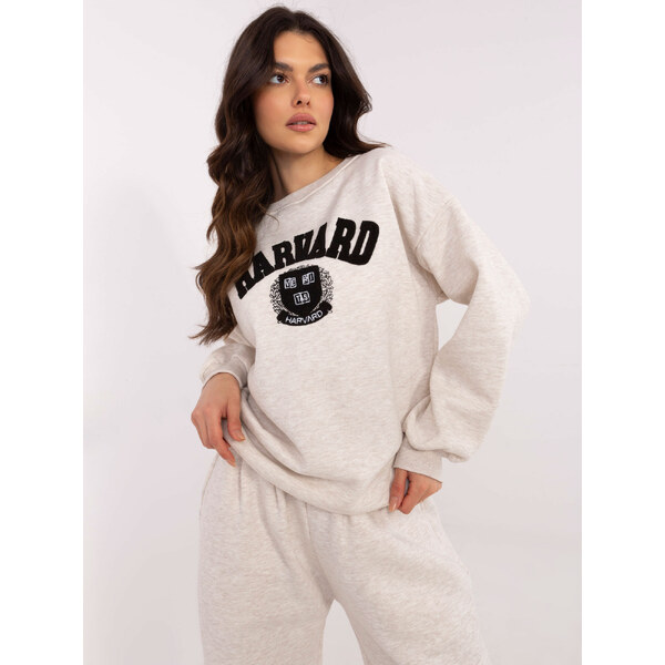 BASIC Béžová melanž dámska zateplená mikina bez kapucne EM-BL-617-16 61779939