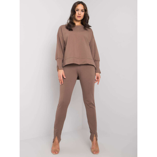 RUE PARIS Hnedá dámska tepláková súprava RV-KMPL-7333.02-brown 57948736