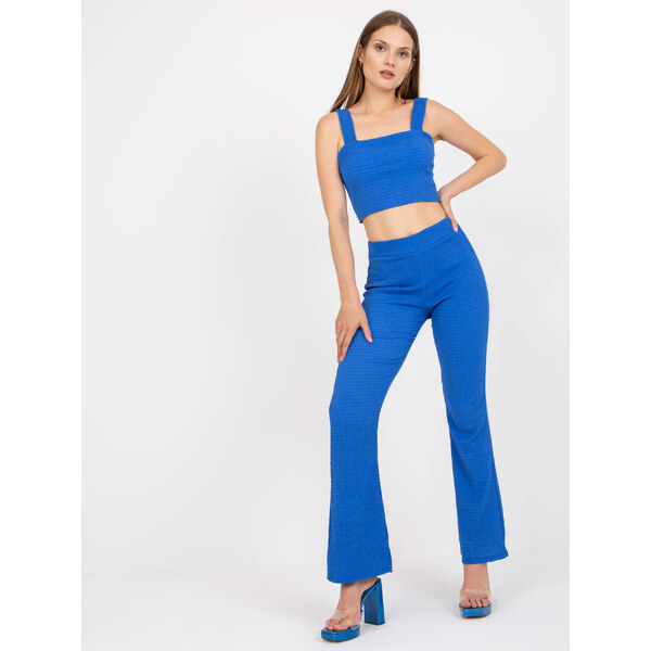 ITALY MODA Modrý komplet nohavíc a topu DHJ-KMPL-15828-blue 57950436