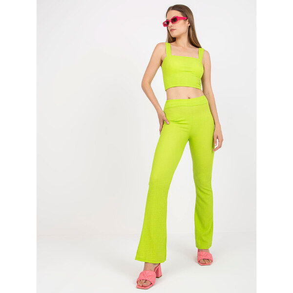 ITALY MODA Limetkový komplet nohavíc a topu -DHJ-KMPL-15828-limon 57950455