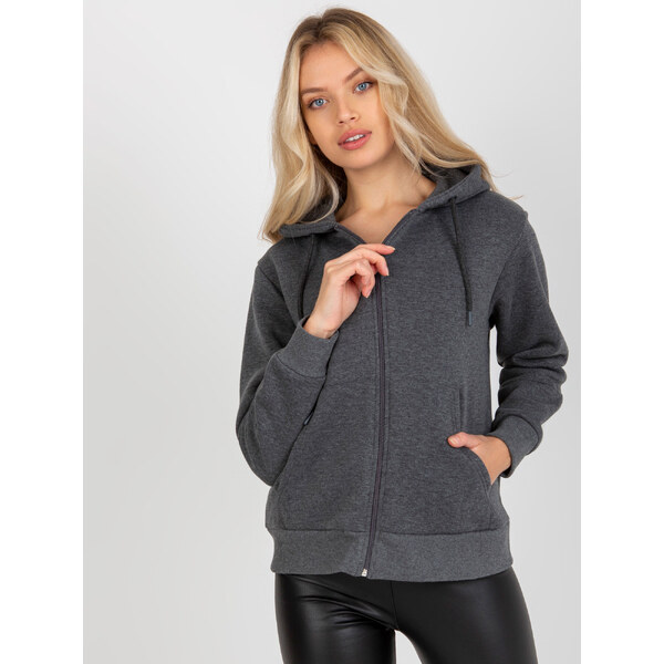 RUE PARIS Tmavosivá mikina na zips -CT-BL-F-621087.65P-dark grey 57951055