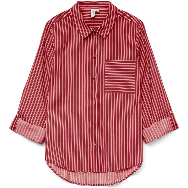 VERO MODA Blúzka VMFANNIE tmavočervená / biela 65882297