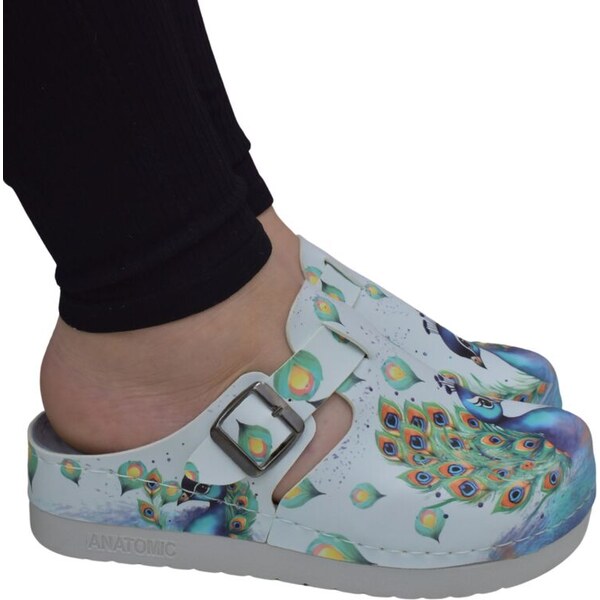 JOHN-C Dámske vzorované klinové šľapky PÁV 64236924