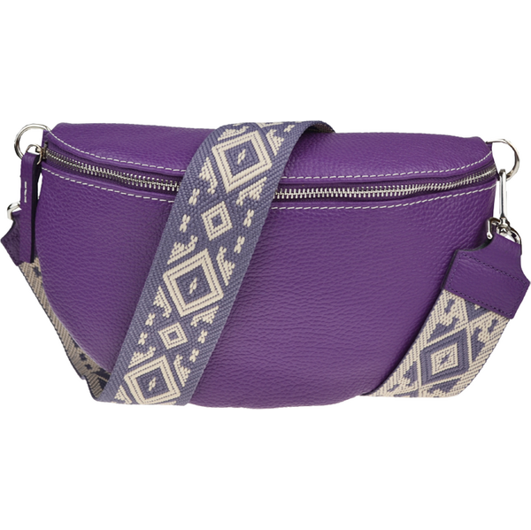 Fialová kožená talianska crossbody kabelka Reni Grande Viola s 64242159