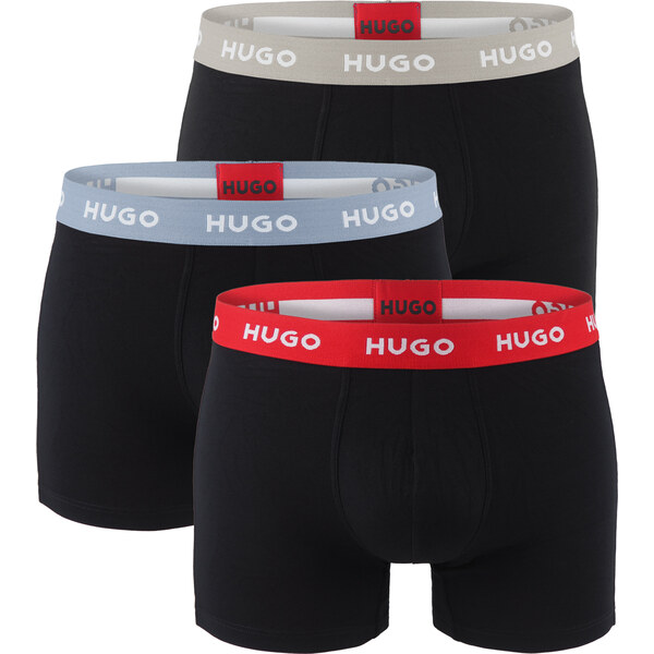 HUGO - boxerky 3PACK eco friendly cotton stretch classic fit black / 64239877