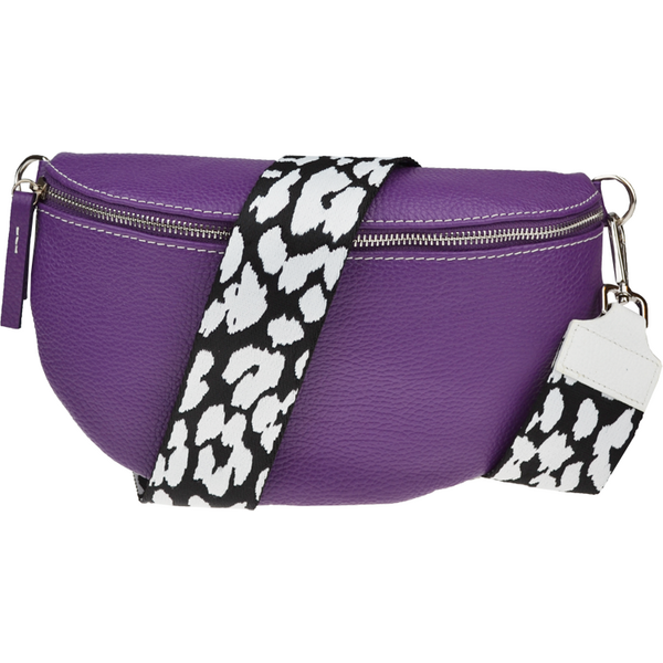 Fialová kožená talianska crossbody kabelka Reni Grande Viola s 64247939