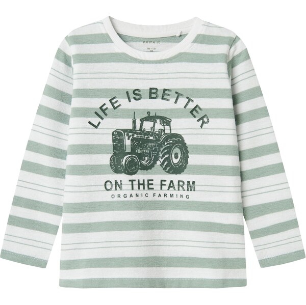 NAME IT Tričko NMMLANDON pastelovo zelená / tmavozelená / biela 64265364