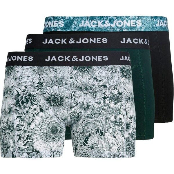 JACK & JONES Boxerky JACAdrian petrolejová / tmavozelená / čierna / 64265428