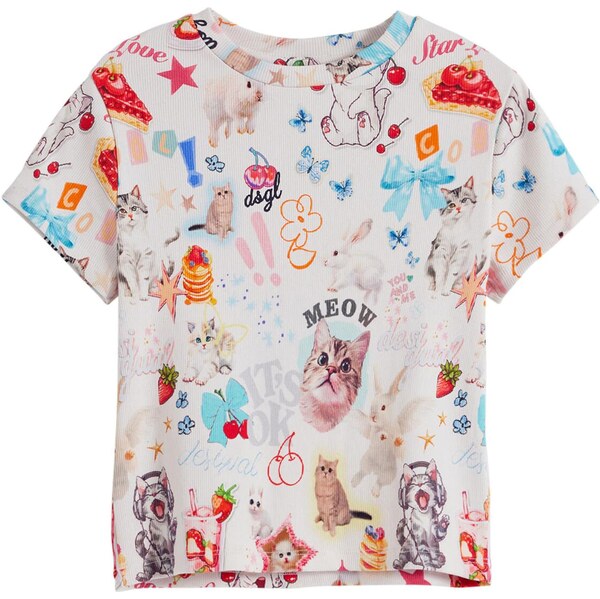 Desigual Tričko svetlomodrá / oranžová / červená / biela 64390140