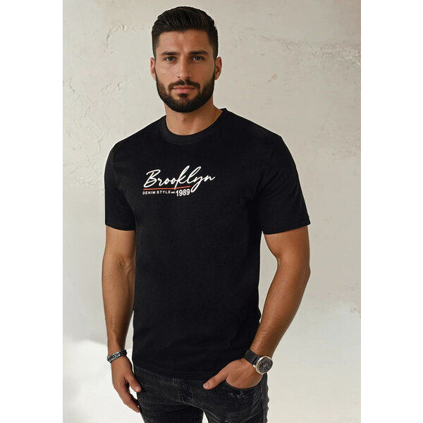 BASIC Čierne tričko s nápisom BROOKLYN RX5403 50296837