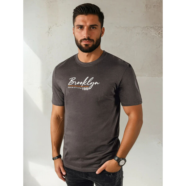 BASIC Tmavosivé tričko s nápisom BROOKLYN RX5404 50296838