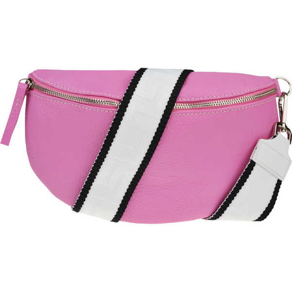 Ružová kožená talianska crossbody kabelka Reni Grande Flamingo s 64287097